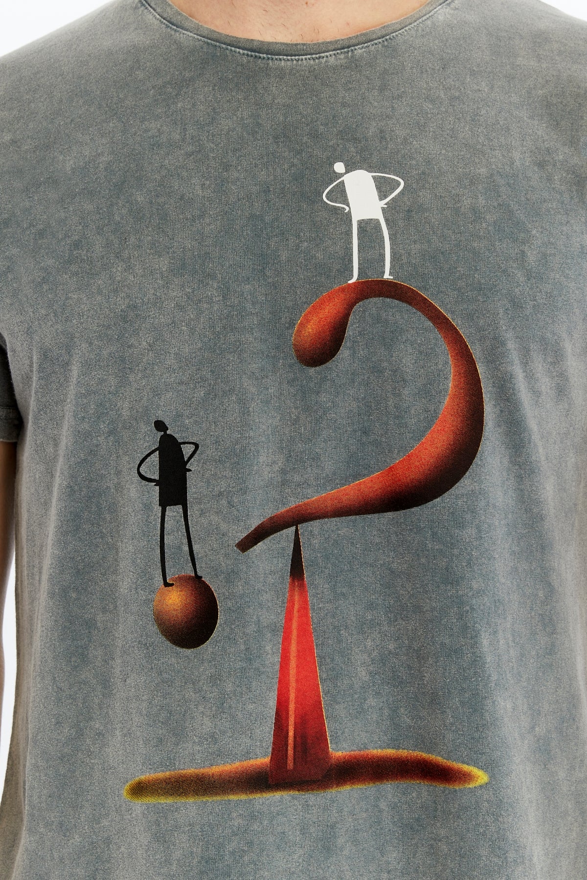 QUESTION OF BALANCE  Printed Acid Washed Cotton  T-shirt