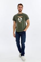 Stone Washed WOODSTOCK   Printed Cotton  T-shirt