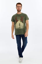 ADVENTURE  Printed Acid Washed Cotton  T-shirt