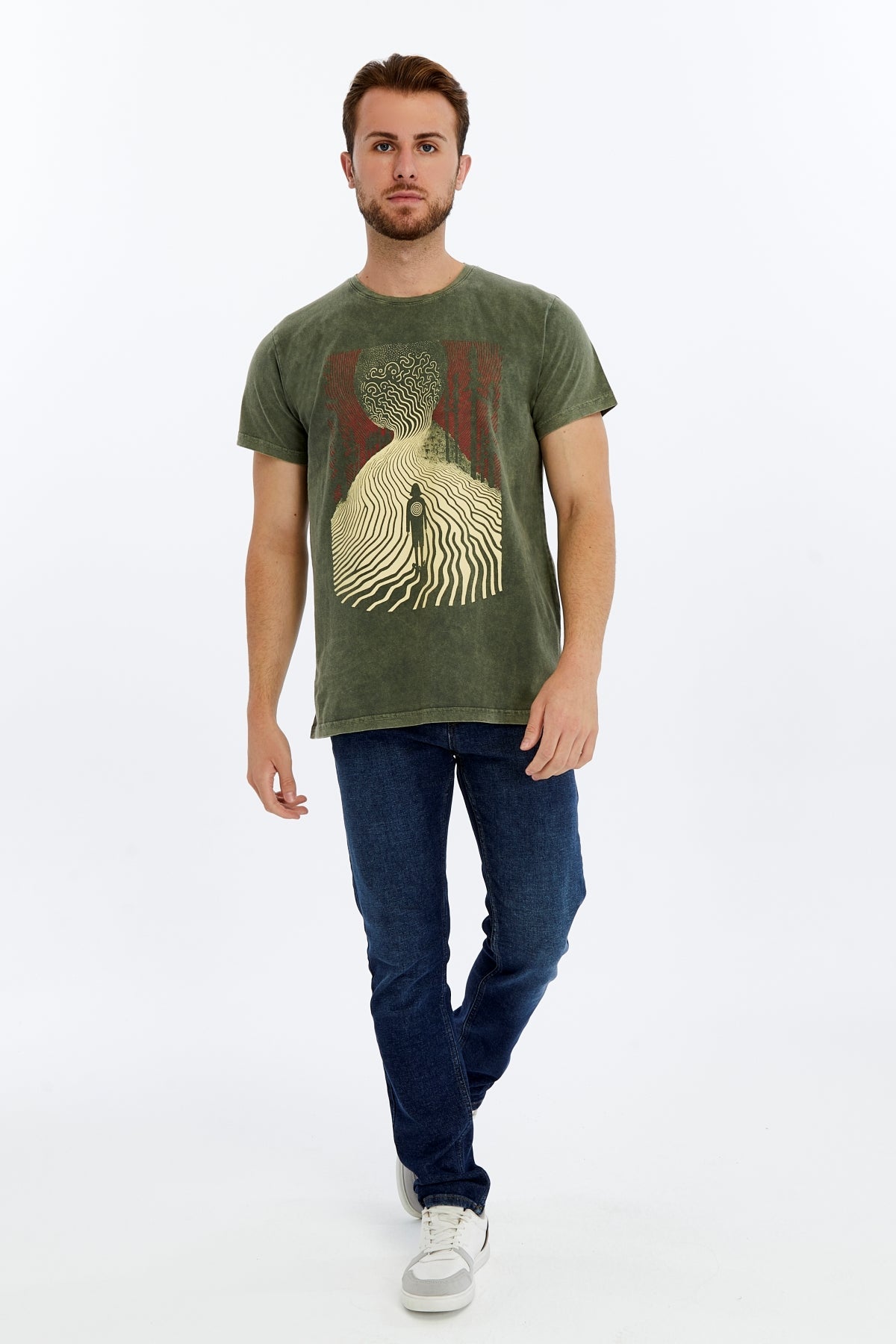 ADVENTURE  Printed Acid Washed Cotton  T-shirt