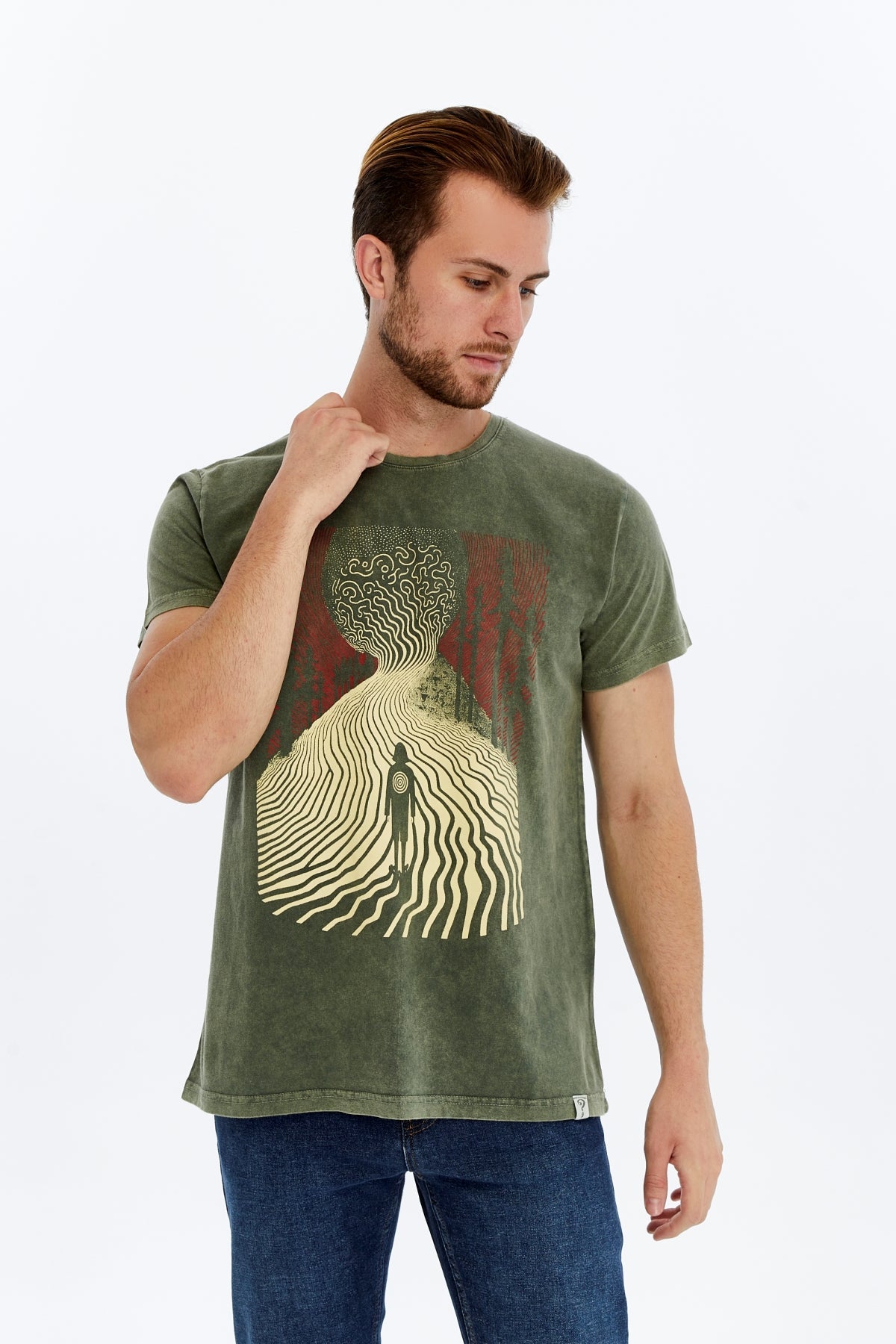 ADVENTURE  Printed Acid Washed Cotton  T-shirt