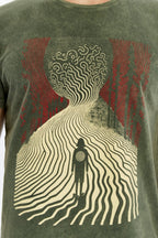 ADVENTURE  Printed Acid Washed Cotton  T-shirt
