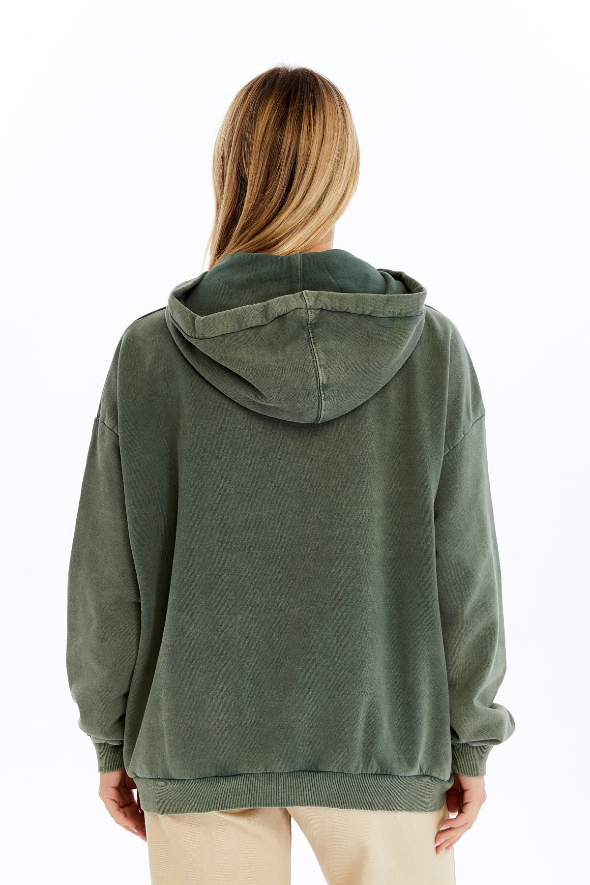 Stone Washed I am Fine Everything is Fine Printed Women Cotton Hoodie