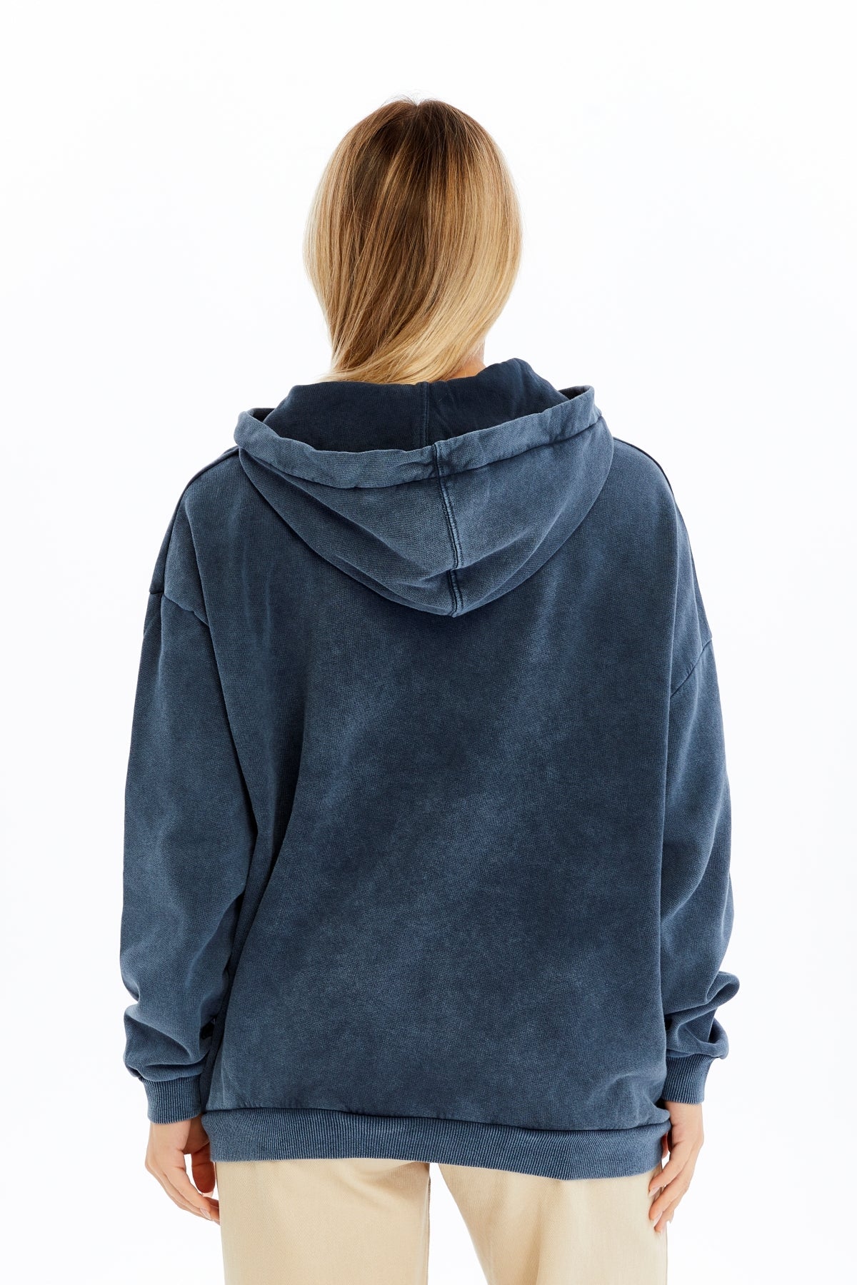 Stone Washed LONDON BUS Printed  Women Cotton Hoodie