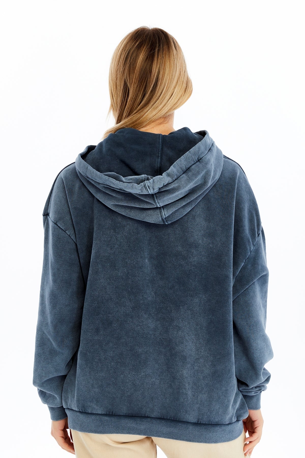 Stone Washed I am Fine Everything is Fine Printed Women Cotton Hoodie