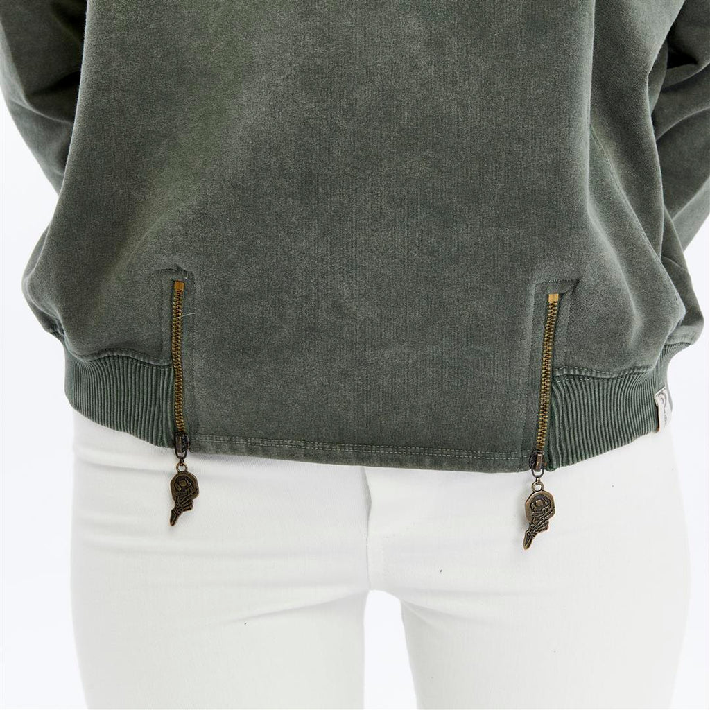 Ballon Cut Zip Front IT'S  FINE  EVEREYTHING  IS FINE Print Women Sweatshirt