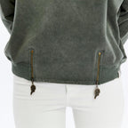 Ballon Cut Zip Front IT'S  FINE  EVEREYTHING  IS FINE Print Women Sweatshirt