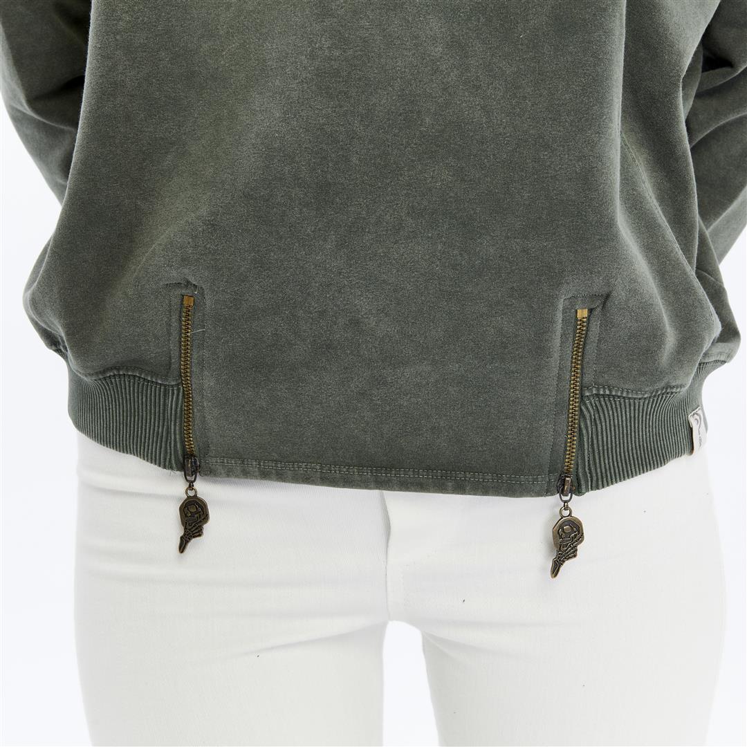 Ballon Cut Zip Front IT'S  FINE  EVEREYTHING  IS FINE Print Women Sweatshirt