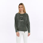 Ballon Cut Zip Front IT'S  FINE  EVEREYTHING  IS FINE Print Women Sweatshirt
