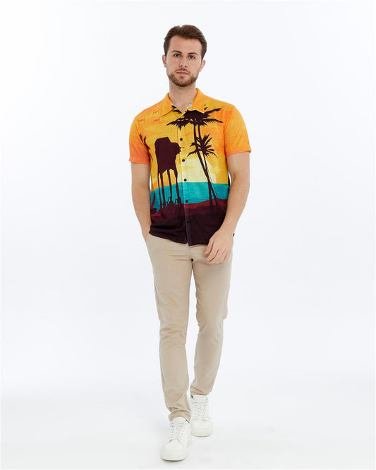 ORANGE BEACH Patterned Print Men's Regular Shirt