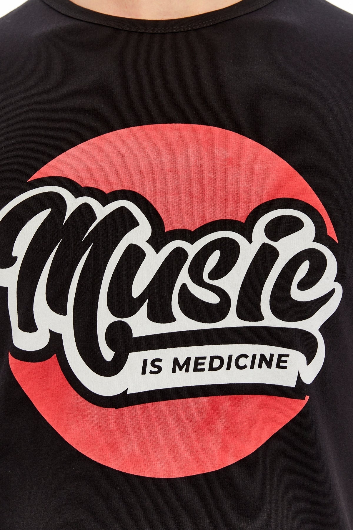 MUSIC IS MEDICINE  Printed Cotton T-shirt
