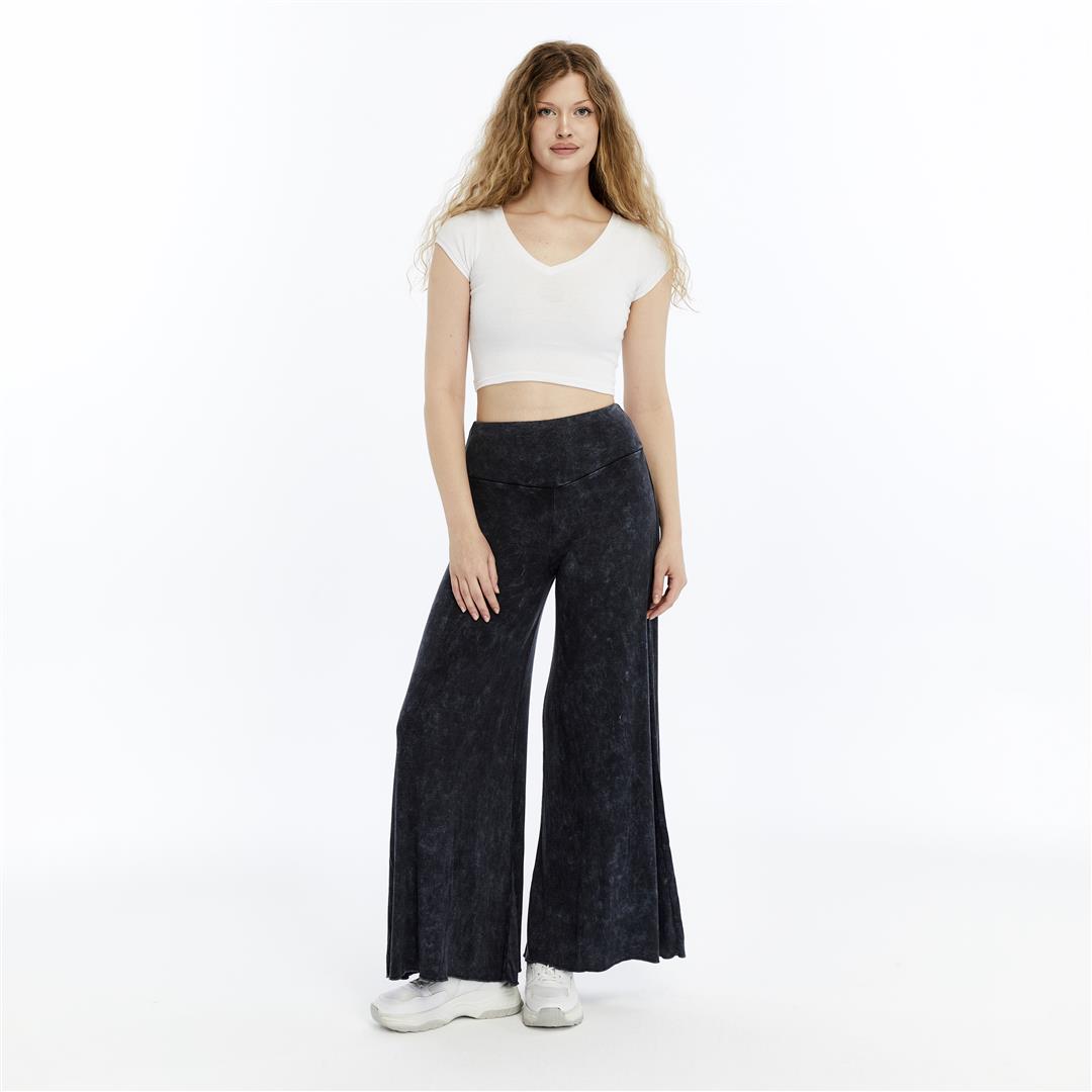 High Waist Flare Leg Soft Cotton Trouser
