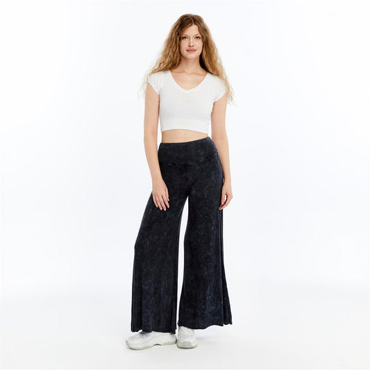 High Waist Flare Leg Soft Cotton Trouser
