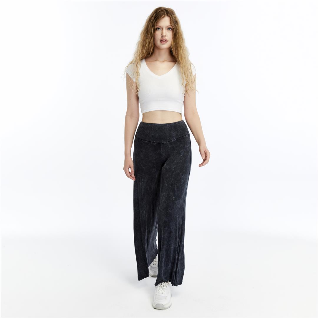 High Waist Flare Leg Soft Cotton Trouser