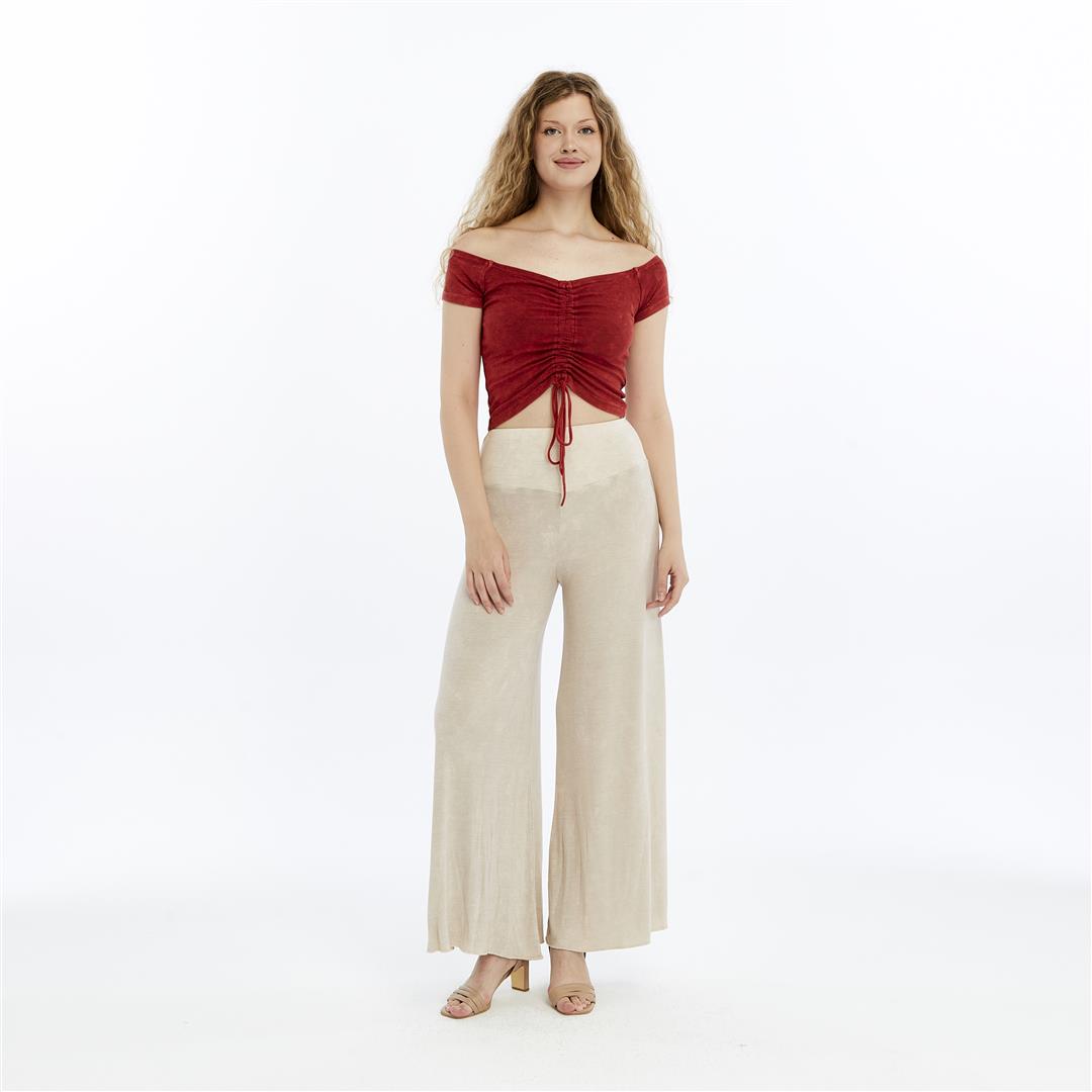 High Waist Flare Leg Soft Cotton Trouser