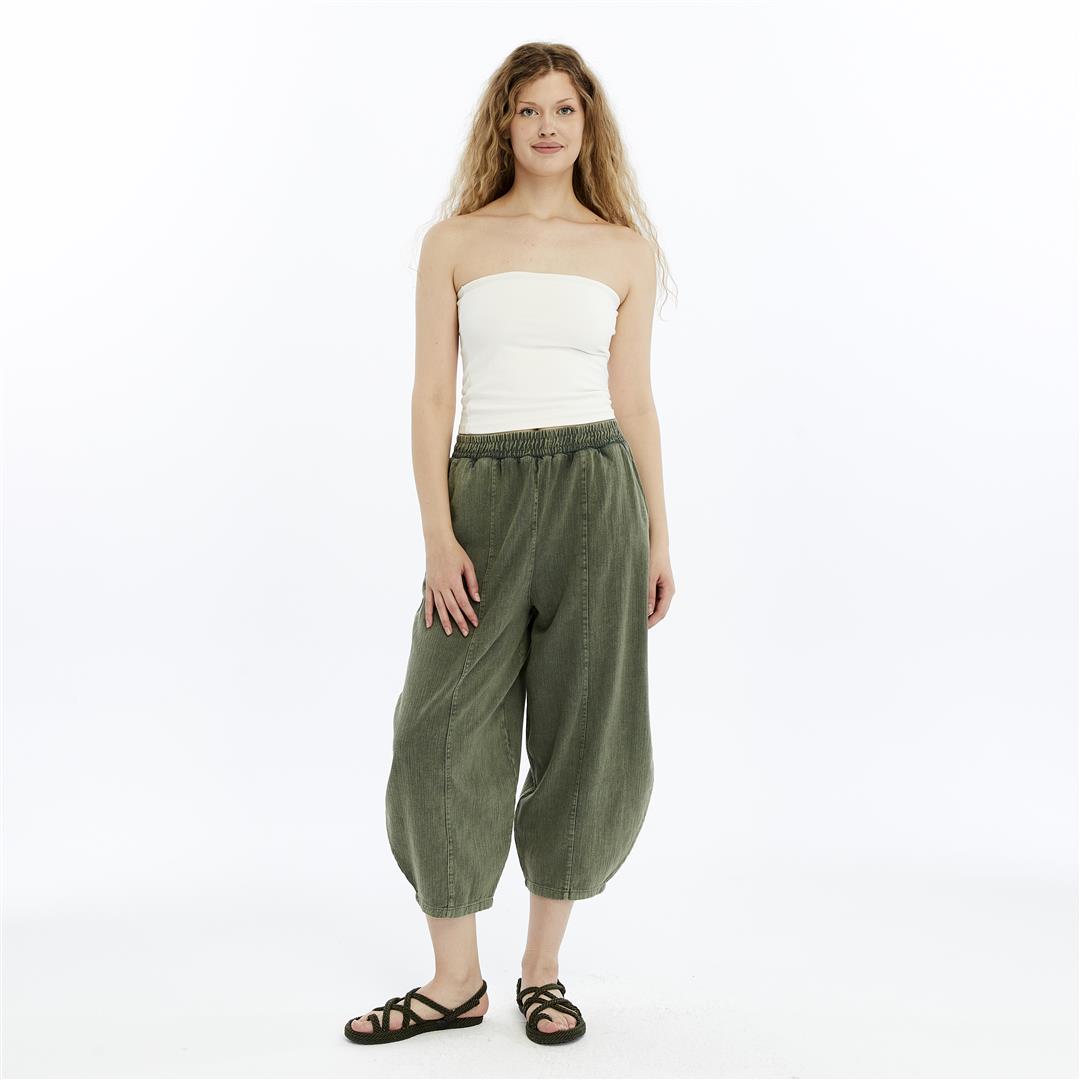 Plain Cropped  Cotton Women Pants