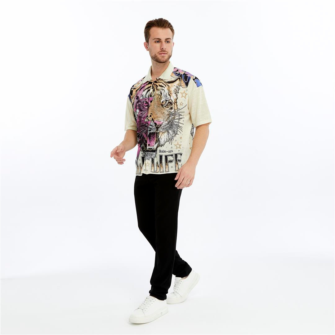 WILD TIGER Patterned  Print  Men's Regular Shirt