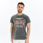 Acid Washed  Underground Sound Printed  Cotton   T-Shirt