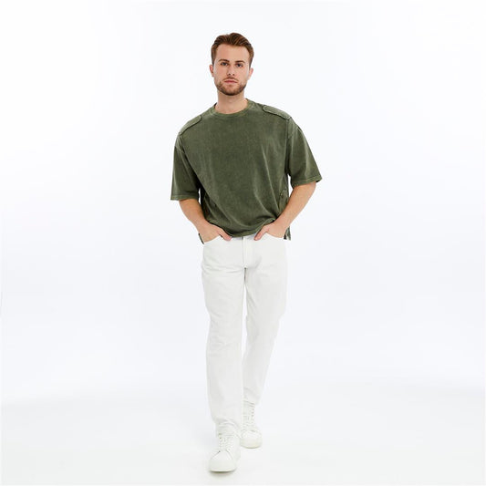 Acid Washed Relaxed Baggy Heavweight  Rivited  Cotton  T-shirt
