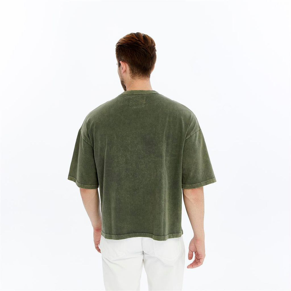 Acid Washed Relaxed Baggy Heavweight  Rivited  Cotton  T-shirt
