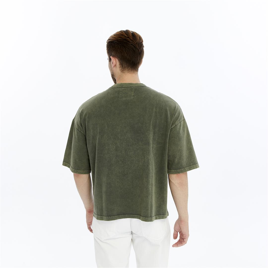 Acid Washed Relaxed Baggy Heavweight  Rivited  Cotton  T-shirt