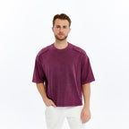 Acid Washed Relaxed Baggy Heavweight  Rivited  Cotton  T-shirt