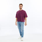 Acid Washed Relaxed Baggy Heavweight  Plain  Cotton  T-shirt