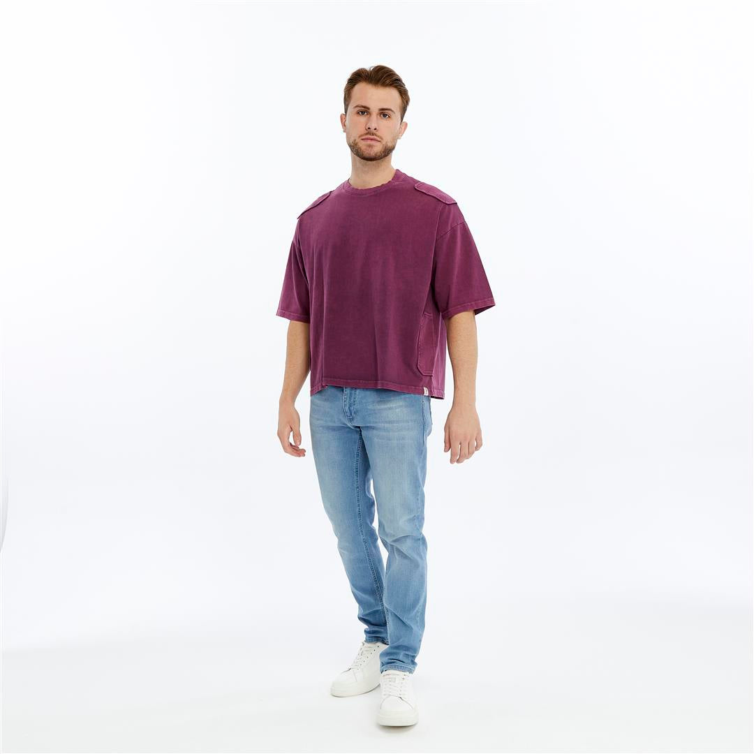 Acid Washed Relaxed Baggy Heavweight  Plain  Cotton  T-shirt