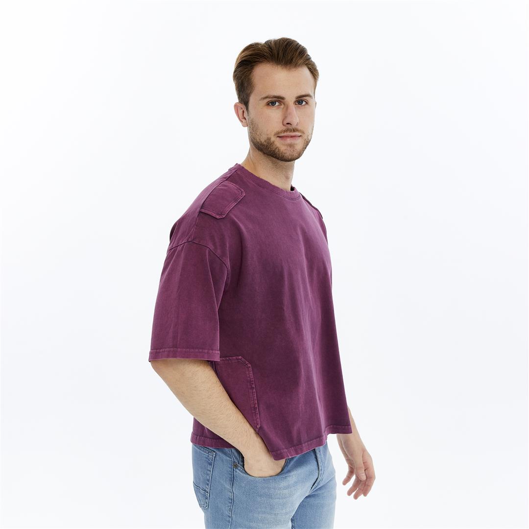Acid Washed Relaxed Baggy Heavweight  Plain  Cotton  T-shirt
