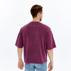Acid Washed Relaxed Baggy Heavweight  Plain  Cotton  T-shirt