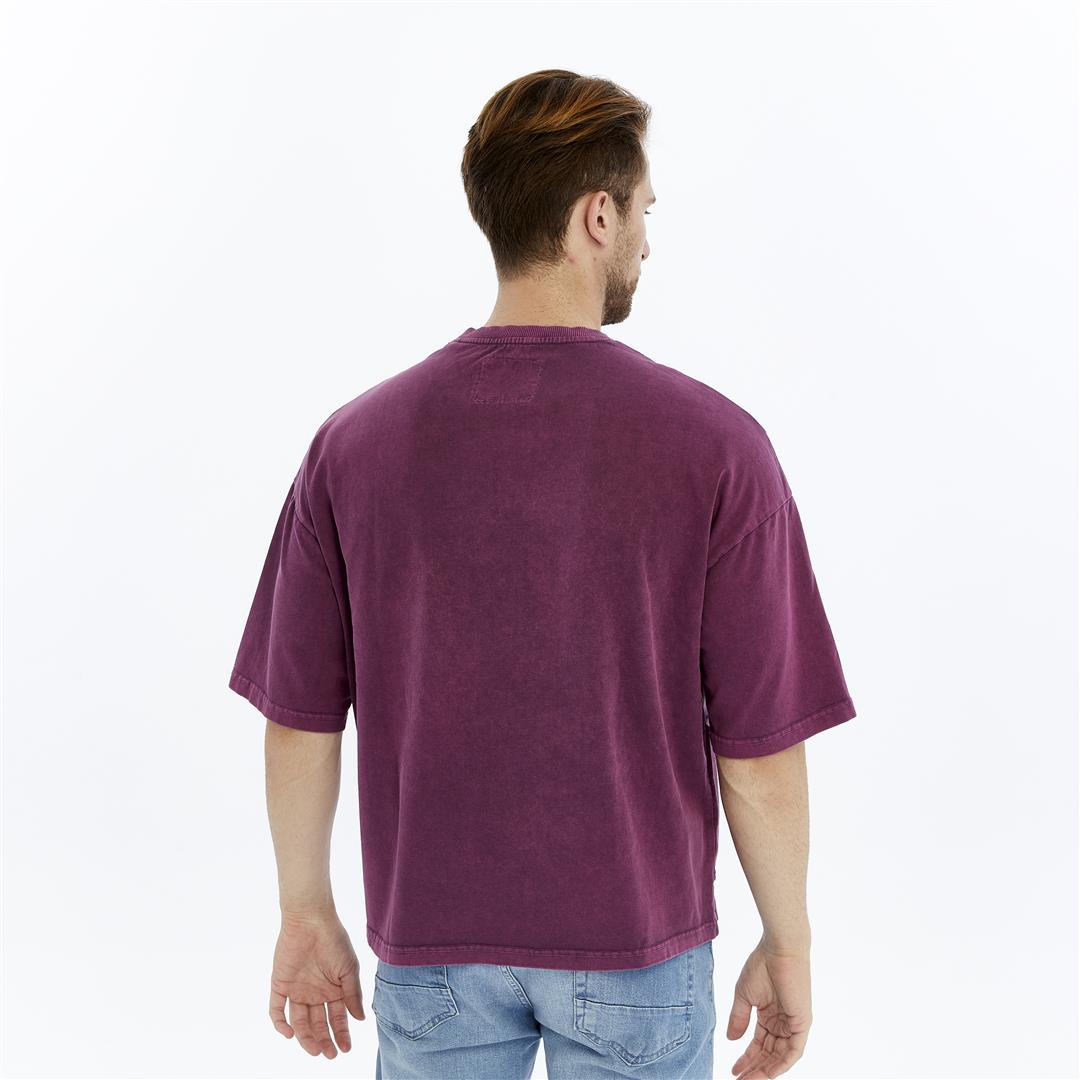 Acid Washed Relaxed Baggy Heavweight  Plain  Cotton  T-shirt
