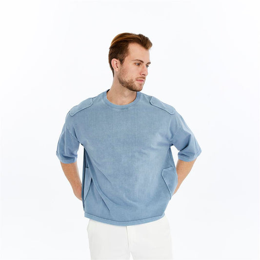 Acid Washed Relaxed Baggy Heavweight  Plain  Cotton  T-shirt