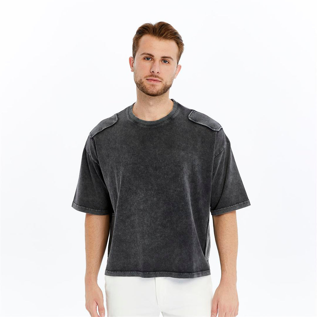 Acid Washed Relaxed Baggy Heavweight  Plain  Cotton  T-shirt