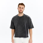Acid Washed Relaxed Baggy Heavweight  Plain  Cotton  T-shirt