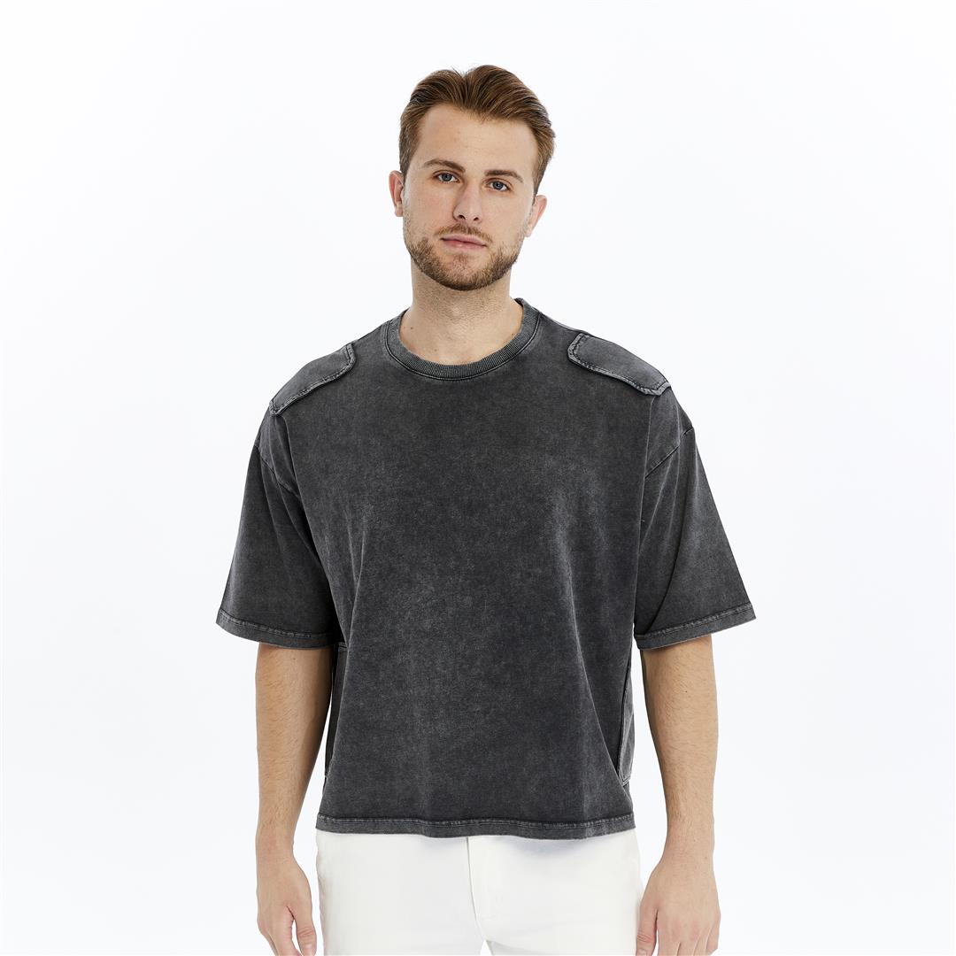Acid Washed Relaxed Baggy Heavweight  Plain  Cotton  T-shirt