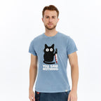 Acid Washed  YOU SAW NOTHING CAT  Printed Cotton  T-shirt