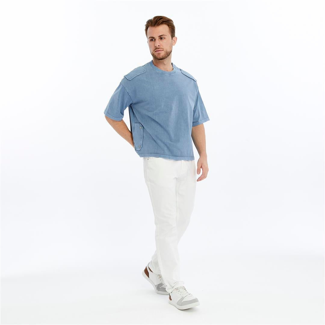 Acid Washed Relaxed Baggy Heavweight  Rivited  Cotton  T-shirt