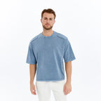 Acid Washed Relaxed Baggy Heavweight  Rivited  Cotton  T-shirt