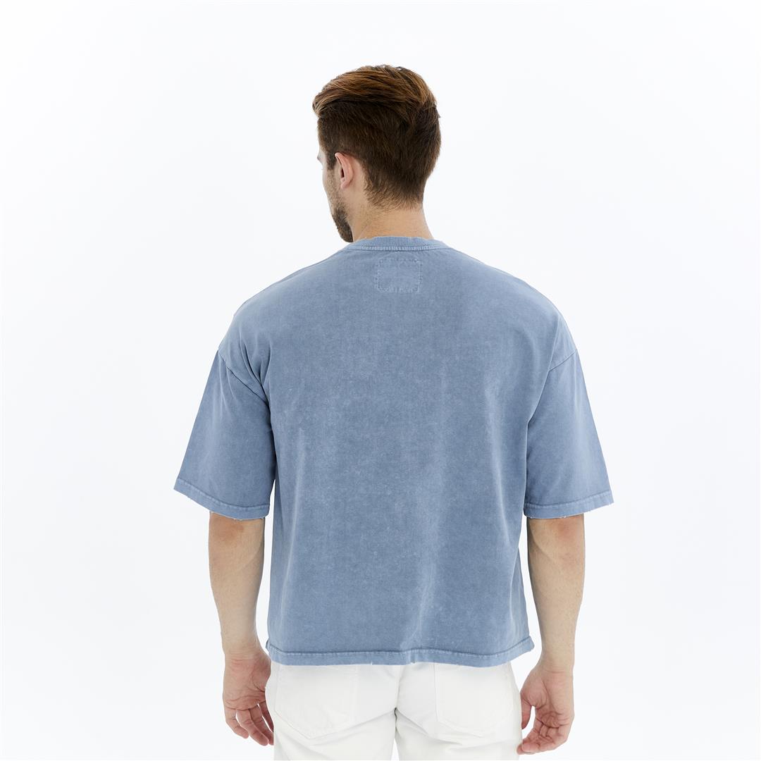 Acid Washed Relaxed Baggy Heavweight  Rivited  Cotton  T-shirt