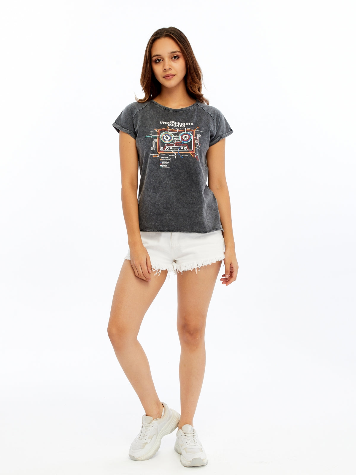 Stone Washed Underground Sound  Cotton Women T-shirt