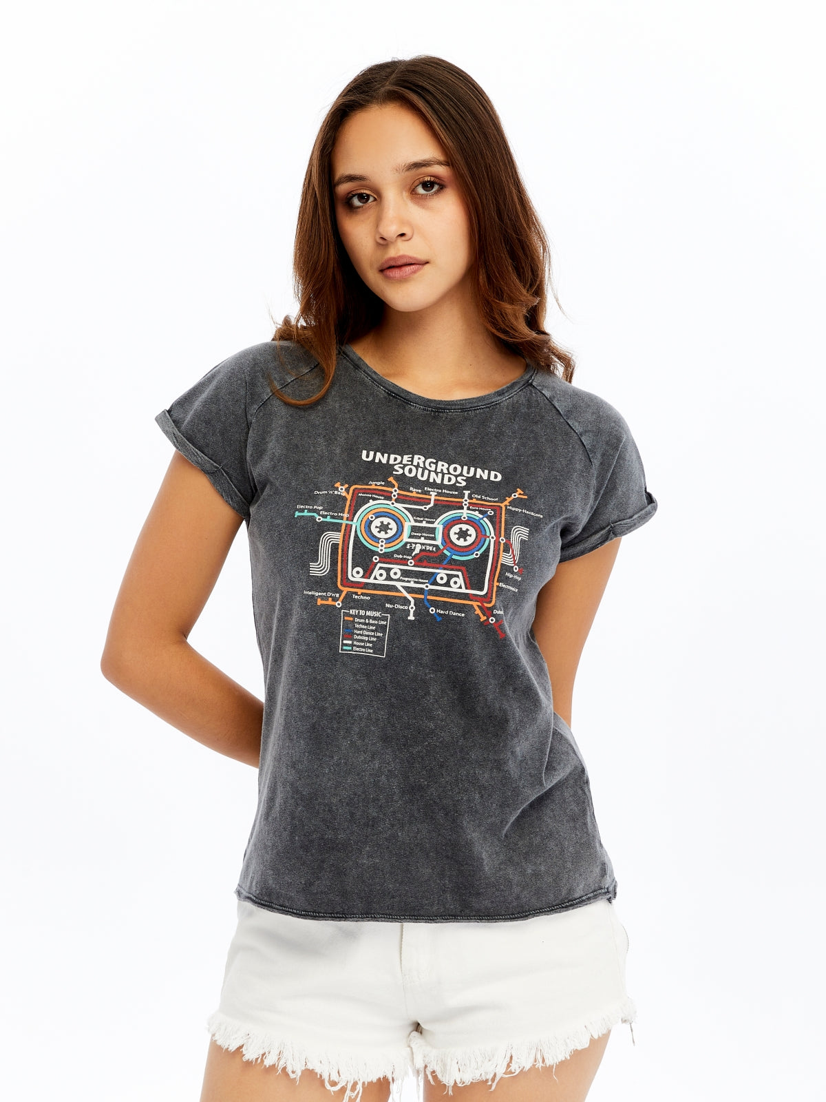 Stone Washed Underground Sound  Cotton Women T-shirt