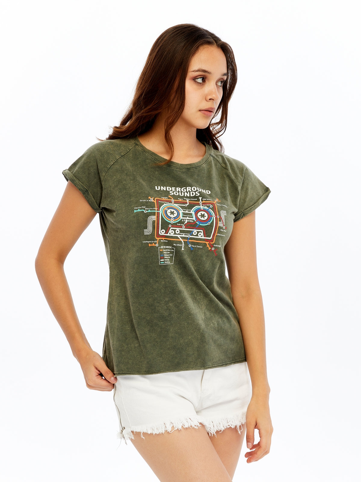 Stone Washed Underground Sound  Cotton Women T-shirt