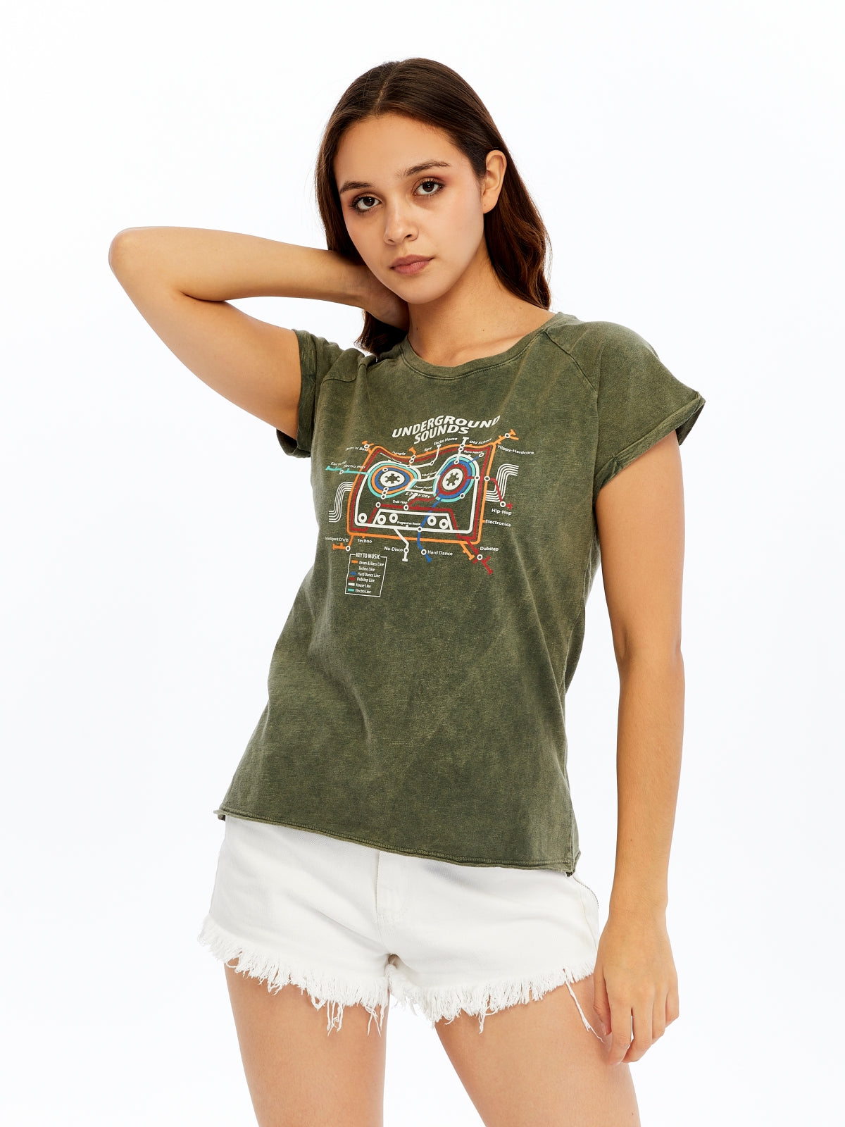 Stone Washed Underground Sound  Cotton Women T-shirt