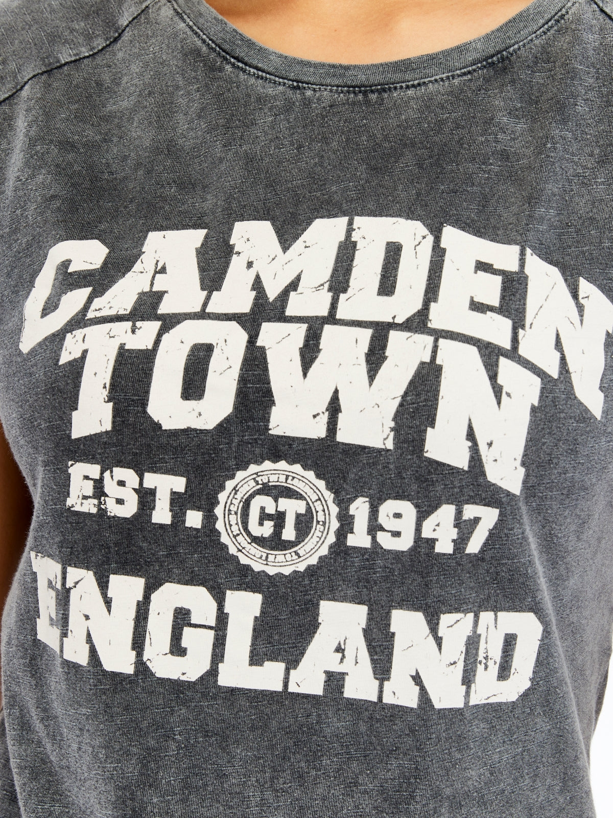 Acid Washed Camden Town Typographic Cotton Women T-shirt