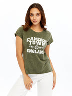 Acid Washed Camden Town Typographic Cotton Women T-shirt