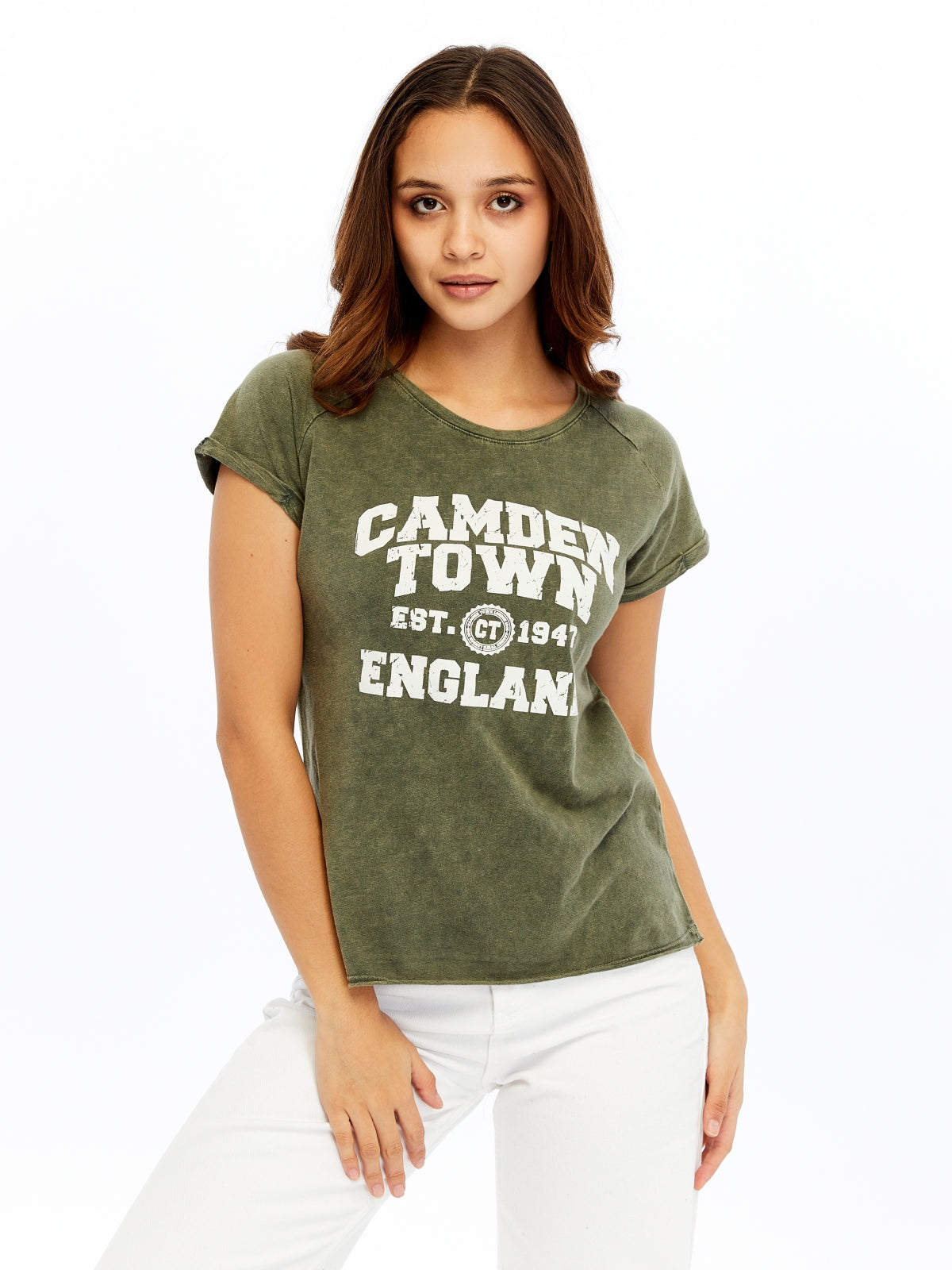 Acid Washed Camden Town Typographic Cotton Women T-shirt