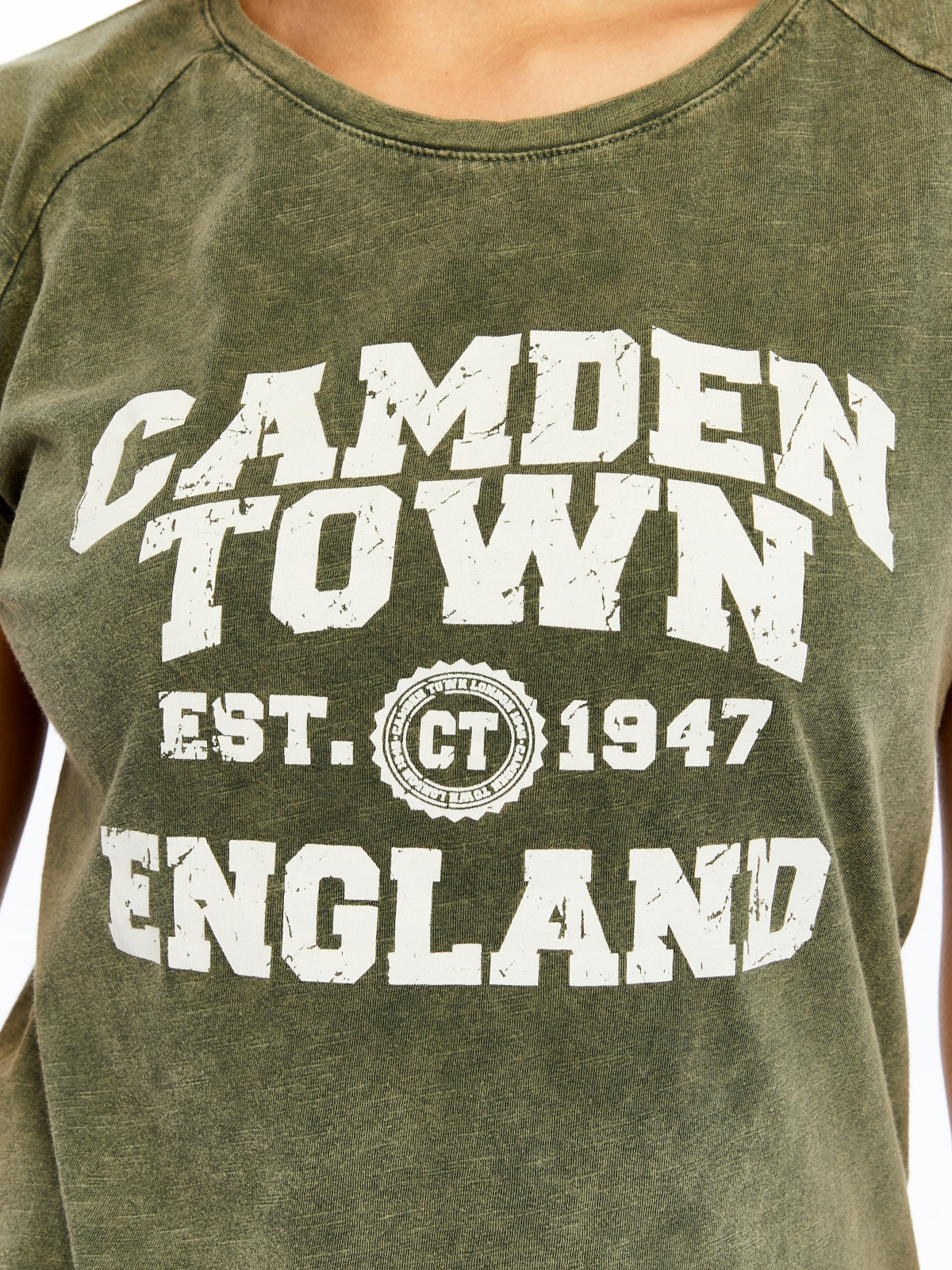 Acid Washed Camden Town Typographic Cotton Women T-shirt