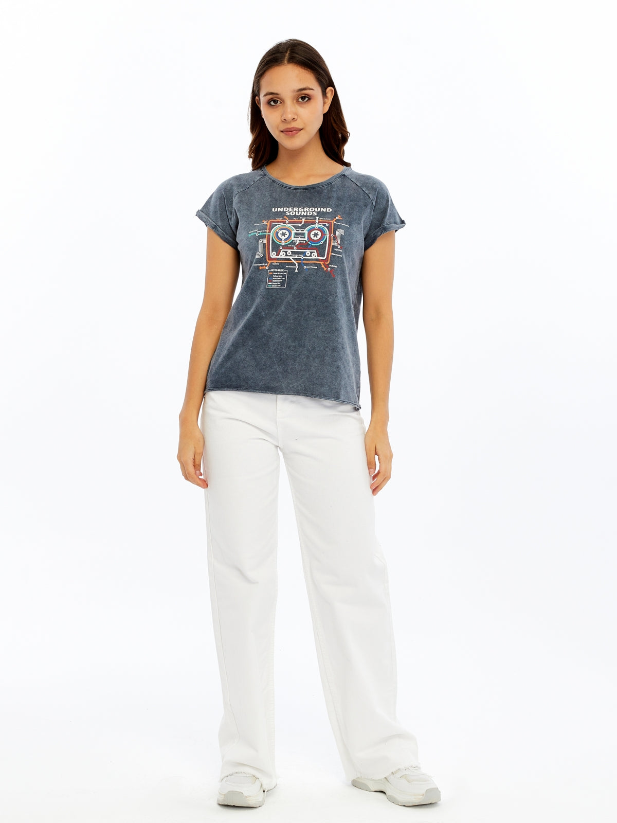 Stone Washed Underground Sound  Cotton Women T-shirt