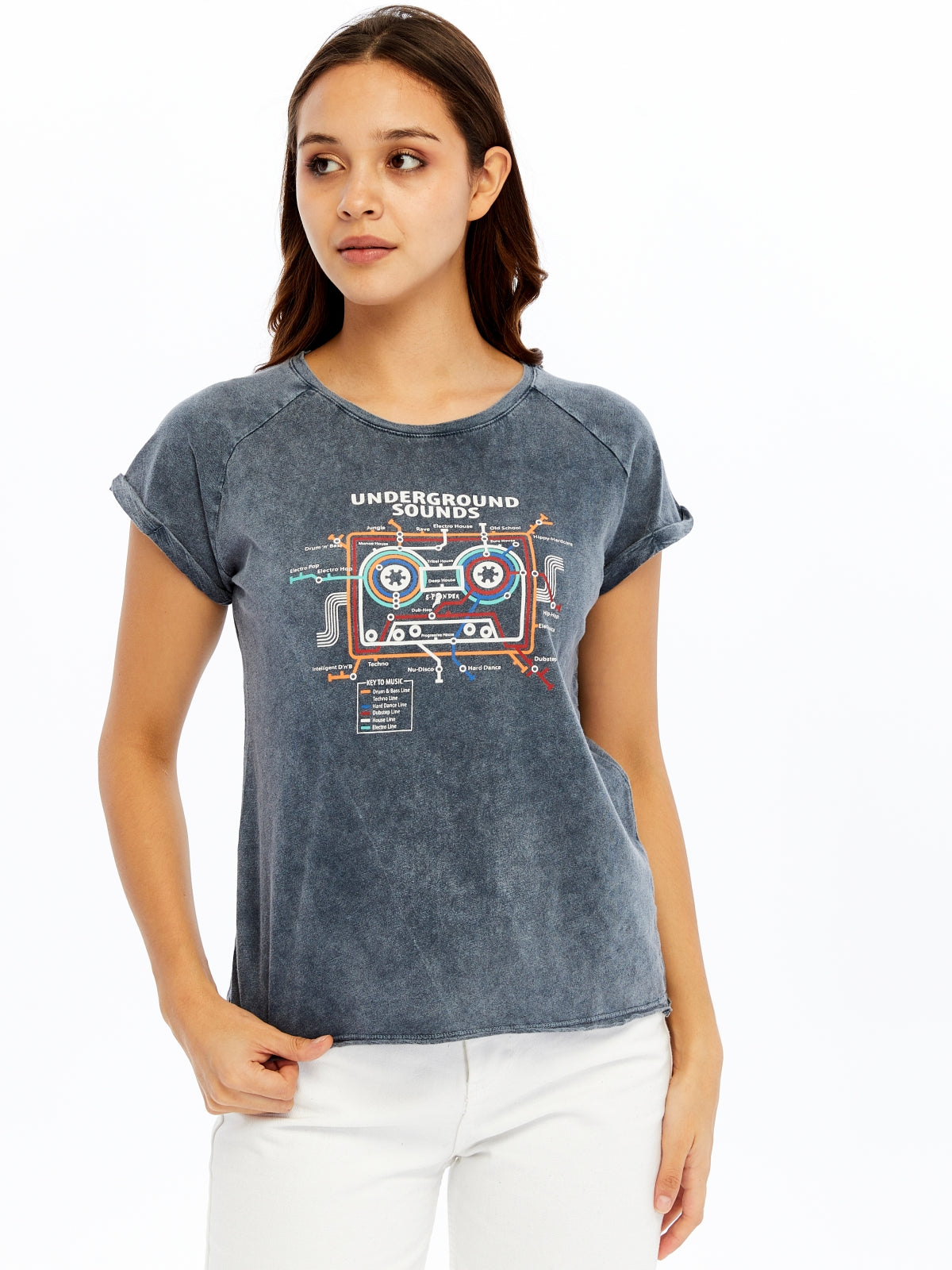 Stone Washed Underground Sound  Cotton Women T-shirt
