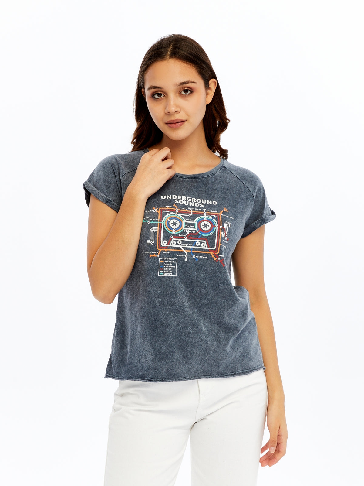 Stone Washed Underground Sound  Cotton Women T-shirt